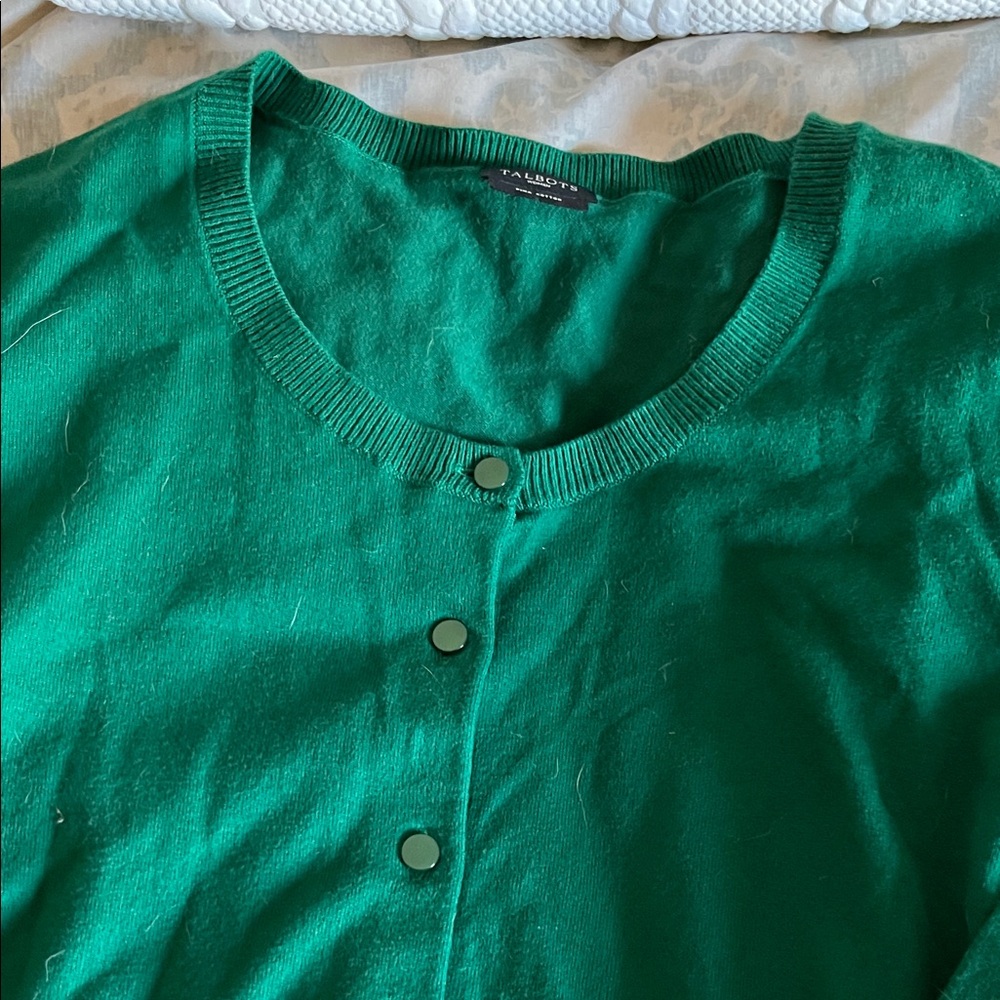 Talbots Women's Bright Green Snap-Front Cardigan